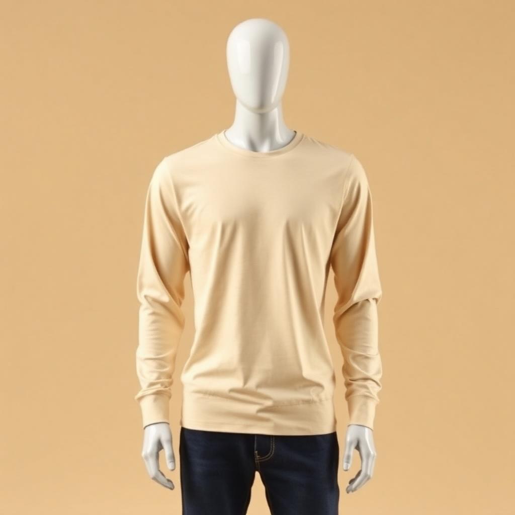Men Beige Full Sleeve T-Shirt