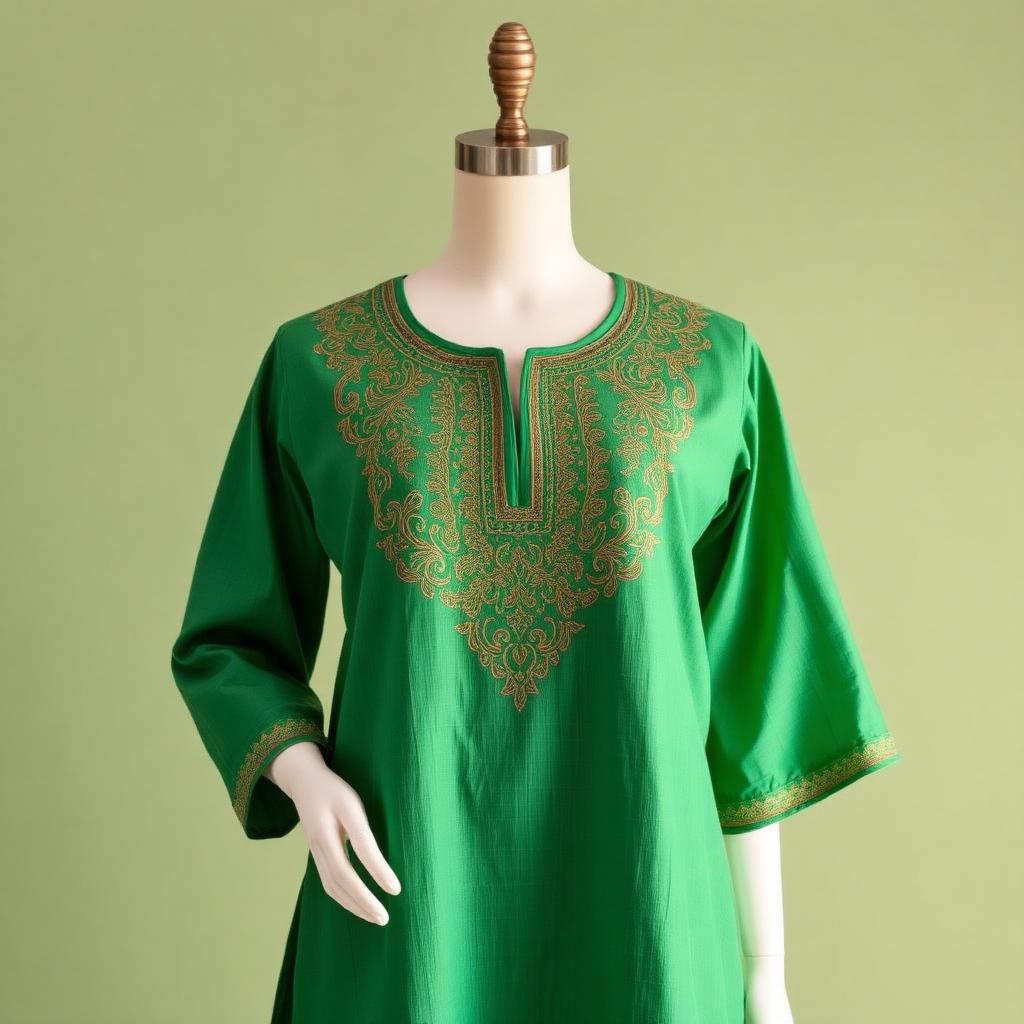 Women Emerald Embroidered Kurti